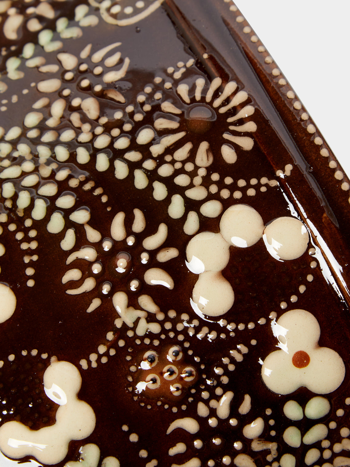 Poterie d’Évires - Flowers Hand-Painted Ceramic Oval Serving Dish -  - ABASK