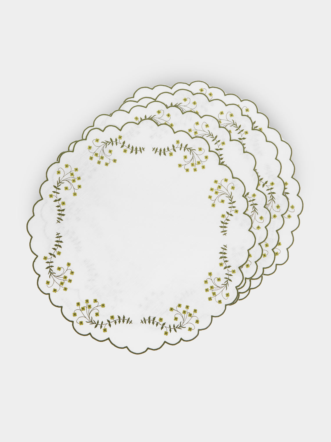Los Encajeros - Spring Embroidered Linen Placemats (Set of 4) -  - ABASK
