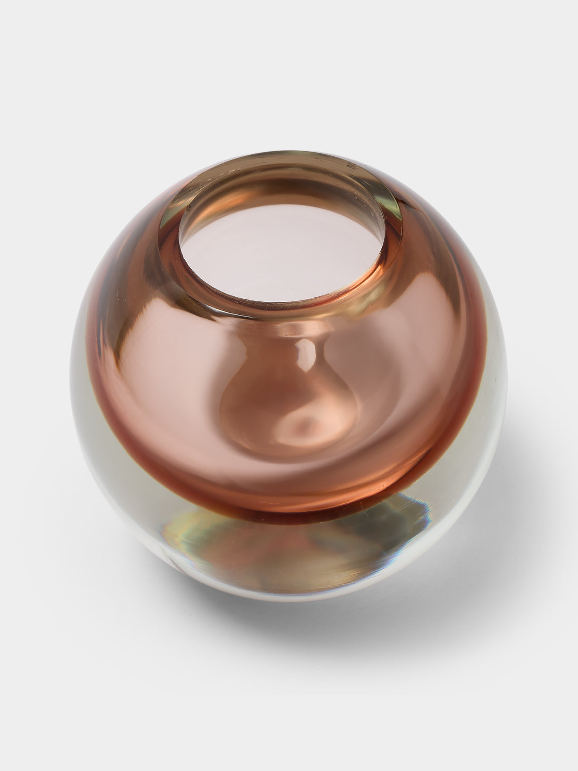 Antique and Vintage - 1950s Flavio Poli for Seguso Vetri d’Arte Murano Glass Ball Vase (6.5in/16cm) - Pink - ABASK