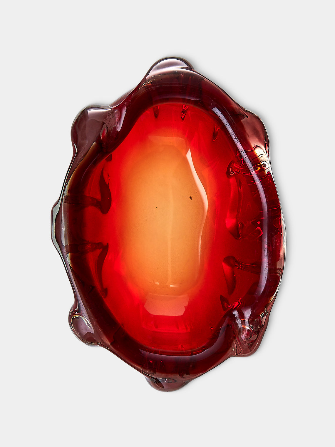 Antique and Vintage - Mid-Century Glass Ashtray - Red - ABASK