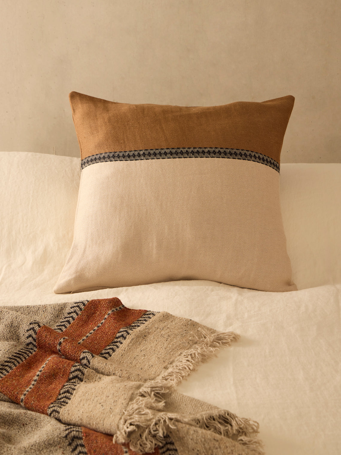 Libeco - Vourkari Belgian Linen Cushion (25in/63cm) - Beige - ABASK