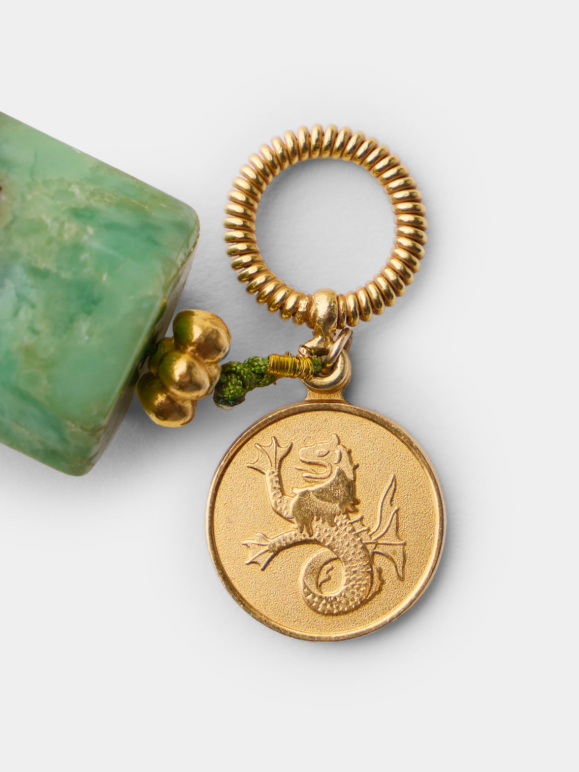 Mahnaz Collection - Vintage Alexandra Essex 18-Karat Yellow Gold and Chrysoprase Bead Hexagonal Necklace - Green - ABASK