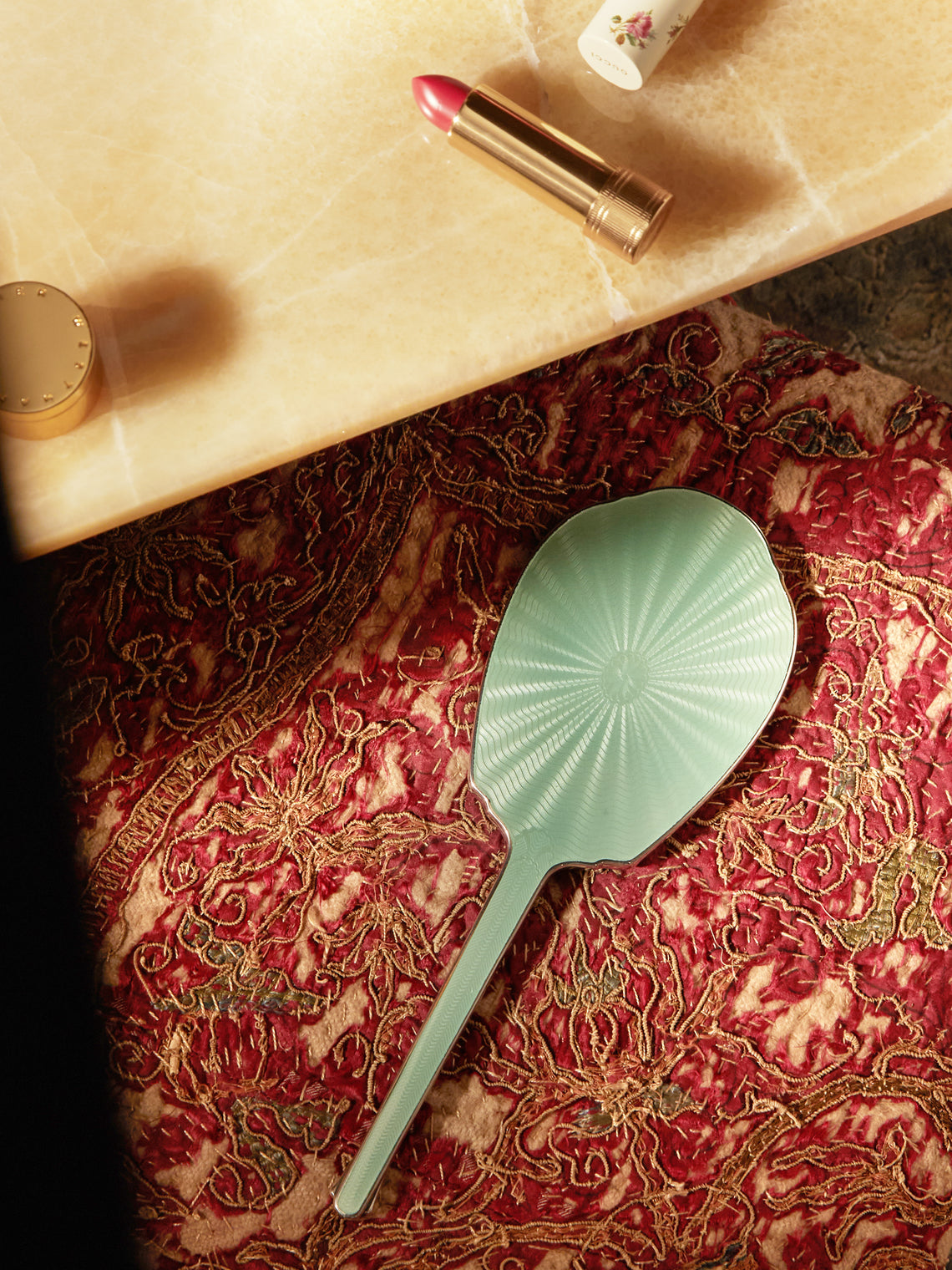 Antique and Vintage - 1920 Silver & Enamel Hand Mirror -  - ABASK
