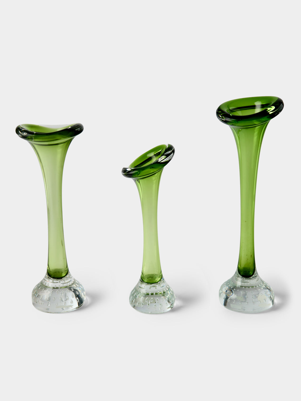 Antique and Vintage - Mid-Century Crystal Bud Vases (Set of 3) - Green - ABASK - 