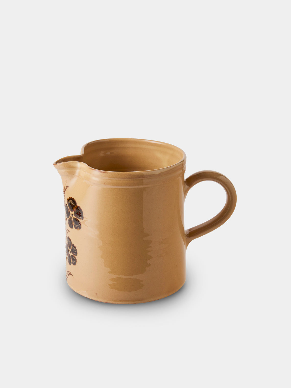 Poterie d’Évires - Flowers Hand-Painted Ceramic Straight-Edge Medium Jug - Cream - ABASK