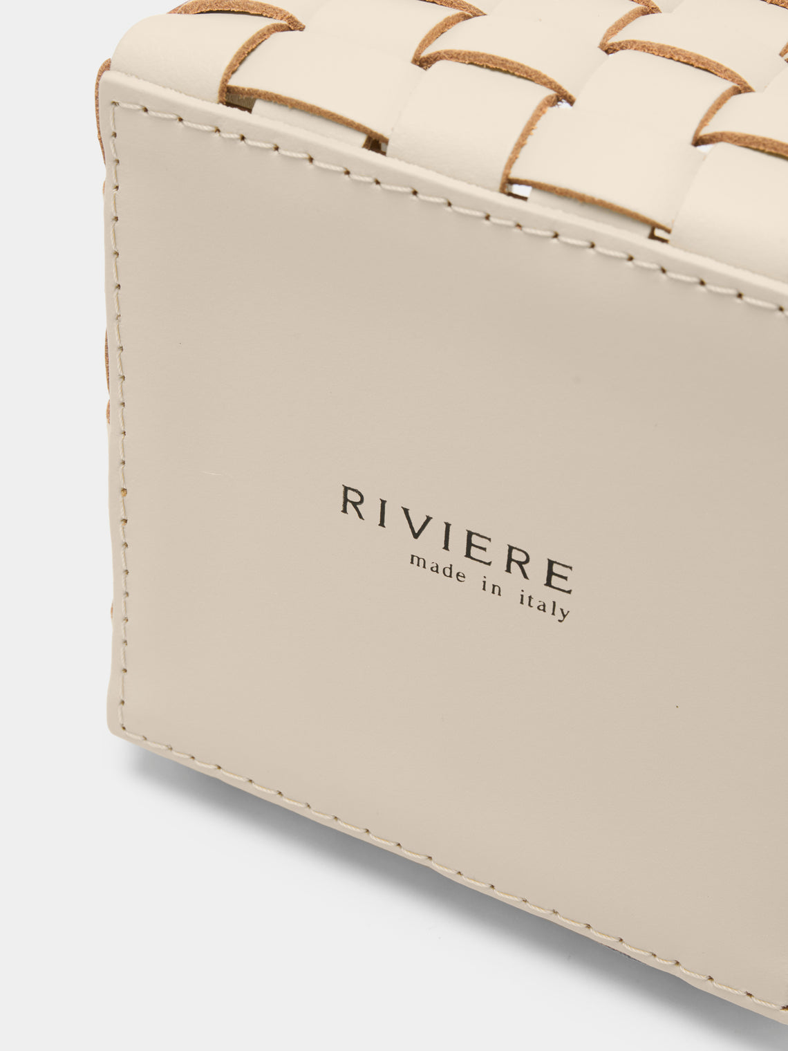 Riviere - Woven Leather Tissue Box - Cream - ABASK