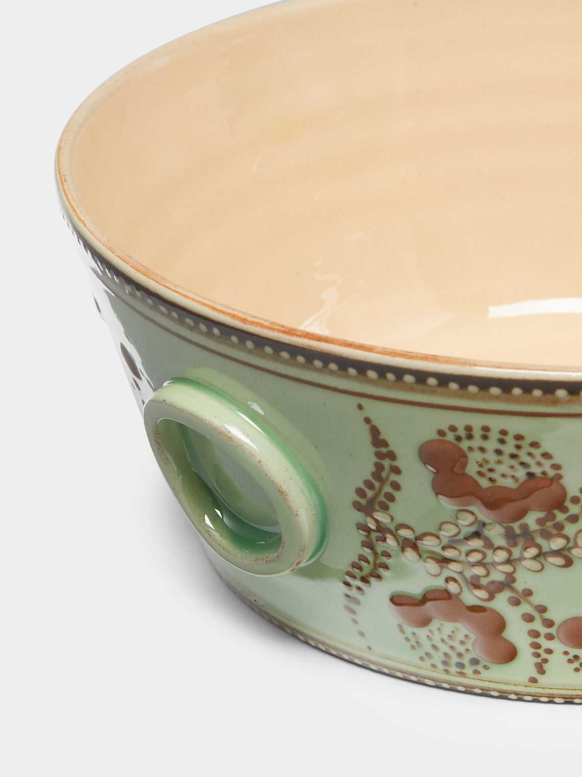 Poterie d’Évires - Flowers Hand-Painted Ceramic Handled Serving Bowl -  - ABASK