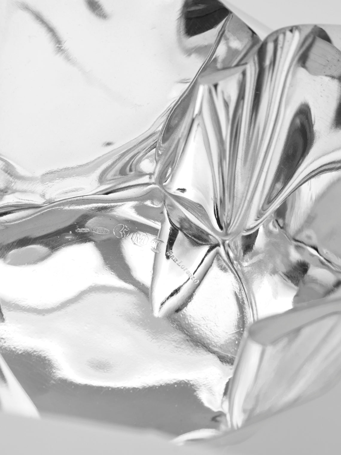 San Lorenzo - 1993 Afra and Tobia Scarpa Cartoccio Pure Silver Bowl with Tips (3in/8cm) - Silver - ABASK