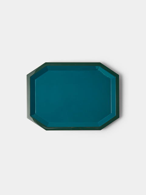 The Lacquer Company - Lacquered Small Octagonal Tray - Blue - ABASK - 
