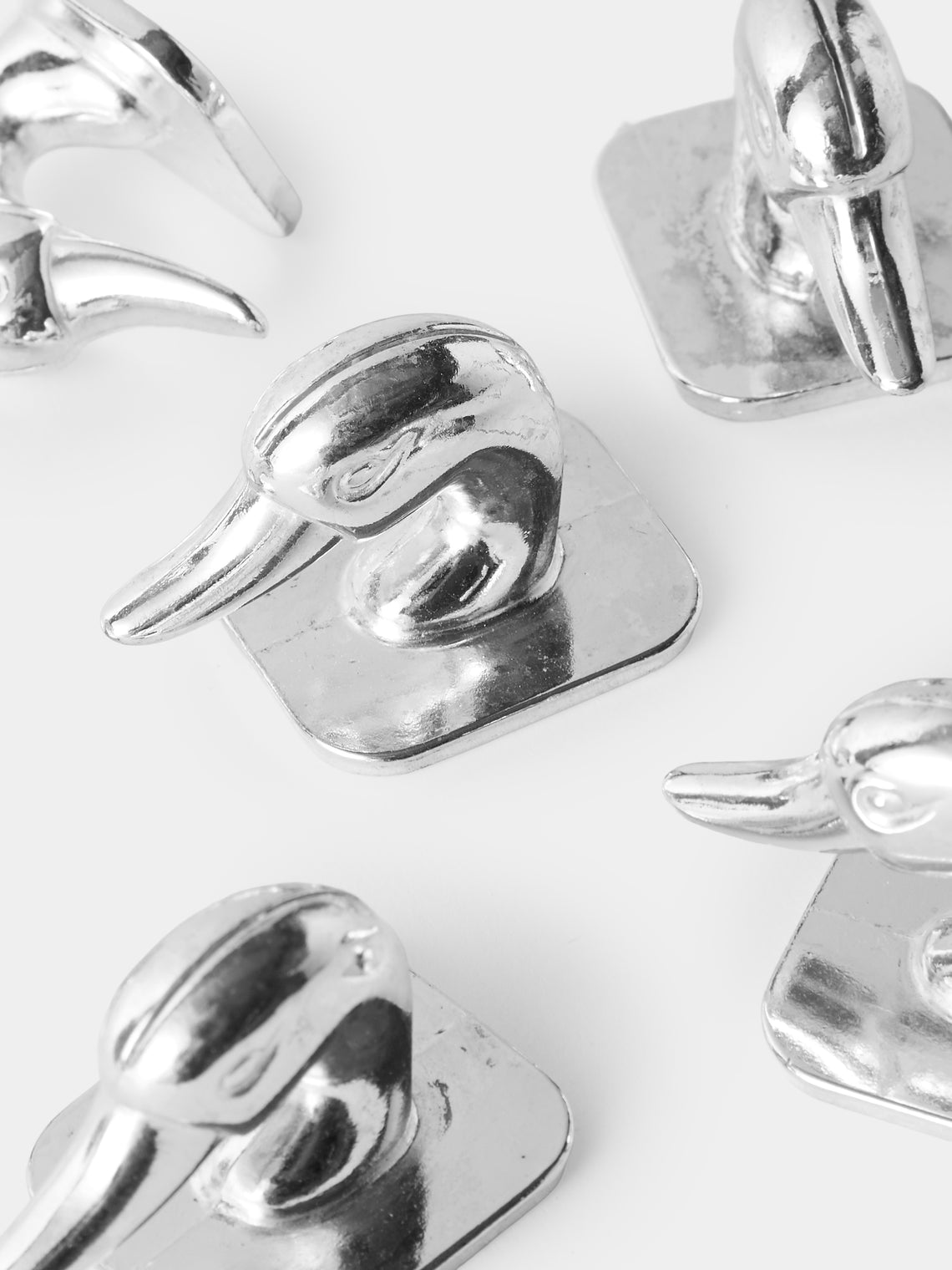 Antique and Vintage - Mid Century Silver Plated Duck Placecard Holders (Set of 6) - Silver - ABASK