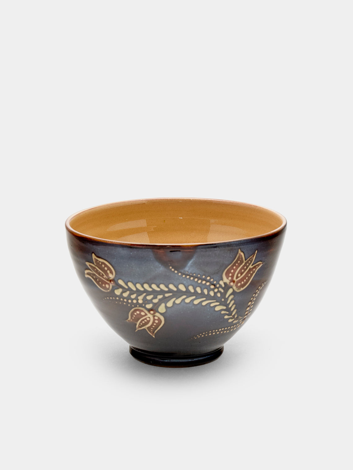Poterie d’Évires - Flowers Hand-Painted Ceramic Bowls (Set of 6) - Dark brown - ABASK