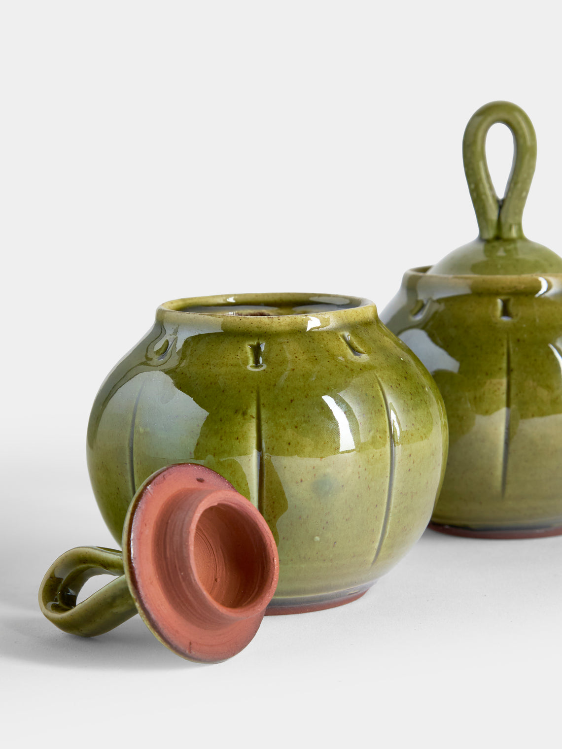 Neville Tatham - Slipware Small Ginger Jars (Set of 2) - Green - ABASK