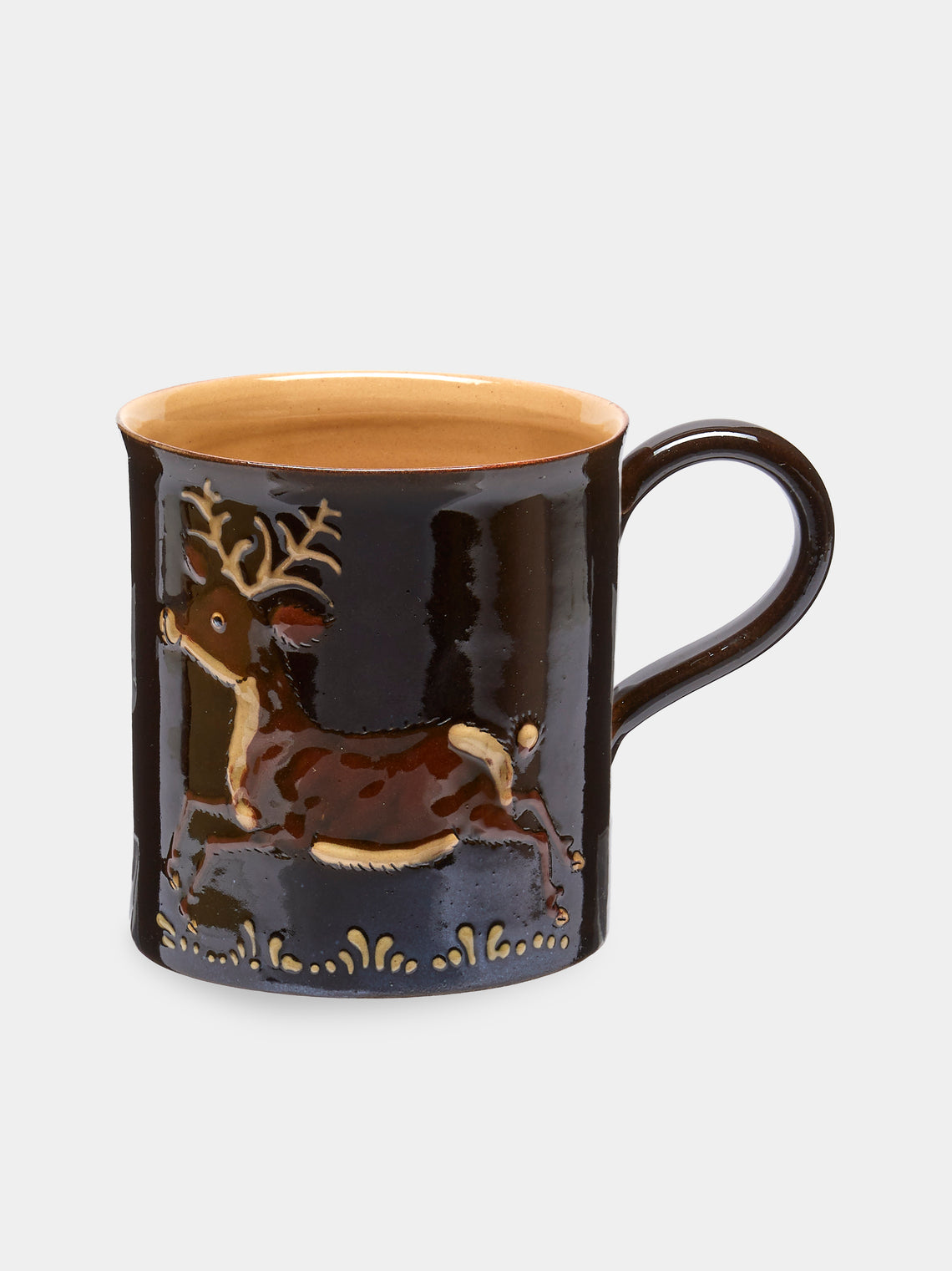 Poterie d’Évires - Animals Hand-Painted Ceramic Mugs (Set of 6) - Dark brown - ABASK