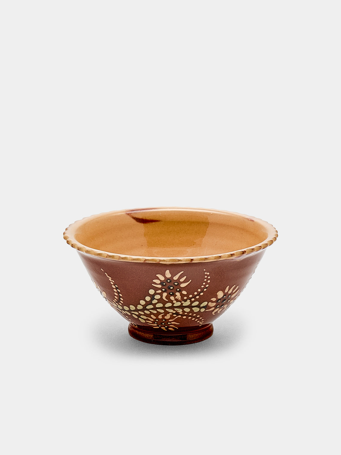 Poterie d’Évires - Flowers Hand-Painted Ceramic Small Fluted Bowls (Set of 8) - Light brown - ABASK