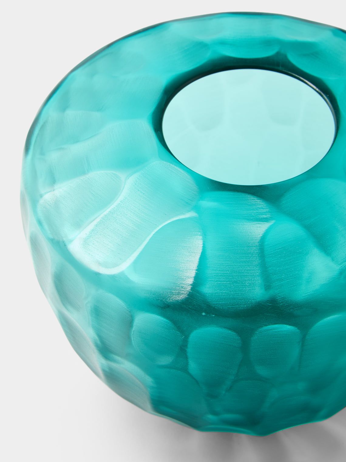 Micheluzzi Glass - Goccia Acqua Bamboo Hand-Blown Murano Glass Vase (7in/18cm) - Blue - ABASK