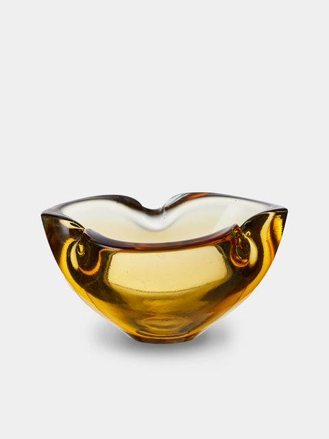 Antique and Vintage - Mid-Century Glass Ashtray - Yellow - ABASK - 