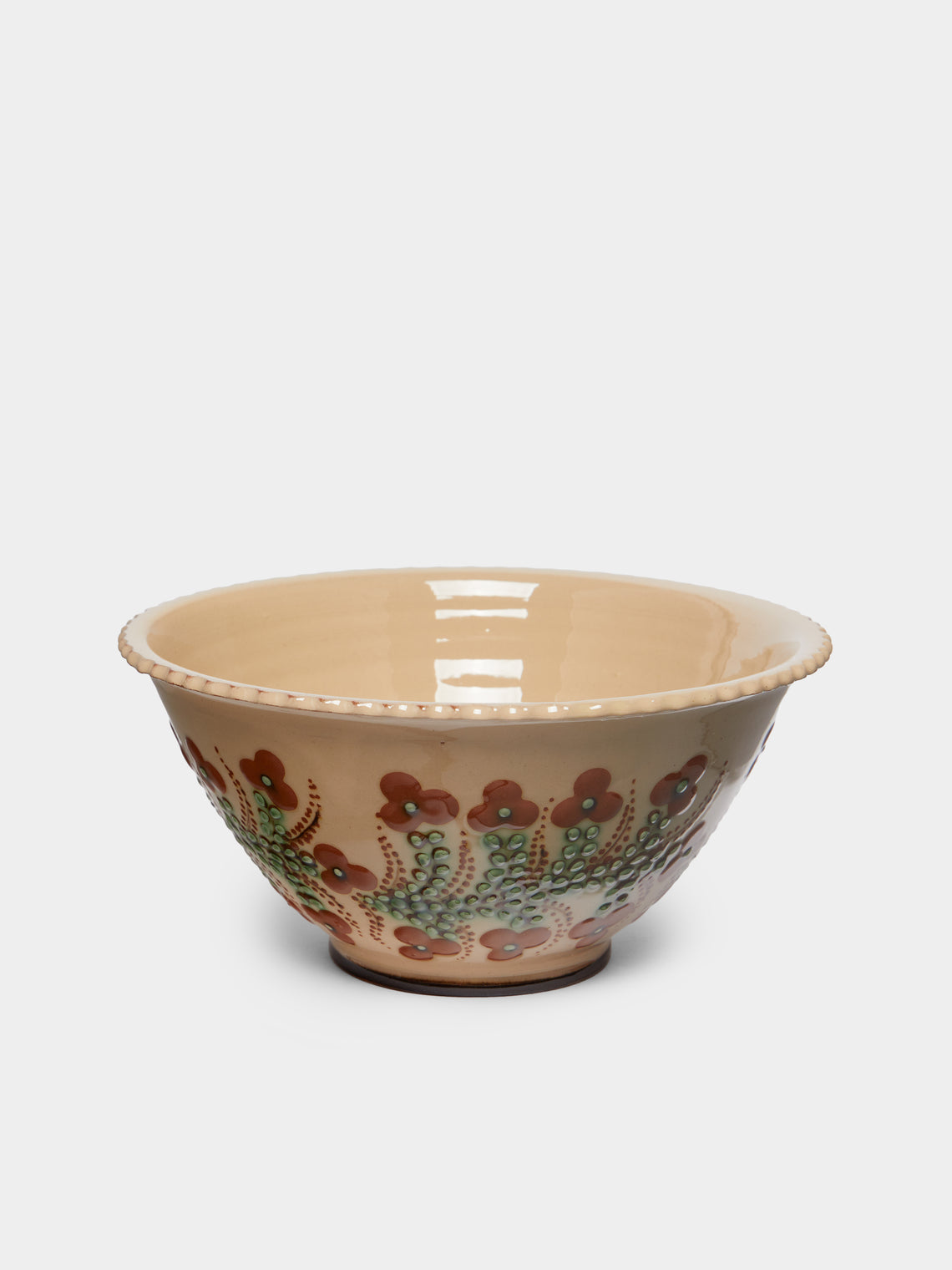 Poterie d’Évires - Flowers Hand-Painted Ceramic Fluted Bowl -  - ABASK - 
