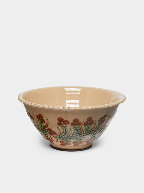 Poterie d’Évires - Flowers Hand-Painted Ceramic Fluted Bowl -  - ABASK - 