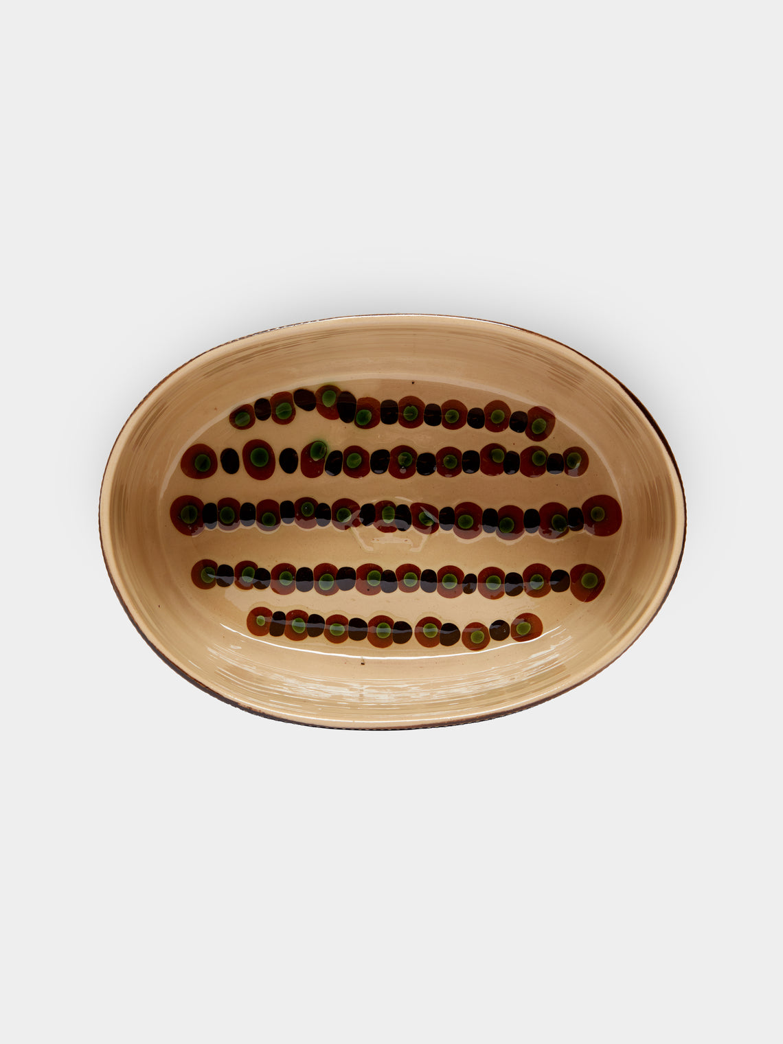 Poterie d’Évires - Flowers Hand-Painted Ceramic Oval Serving Dish -  - ABASK