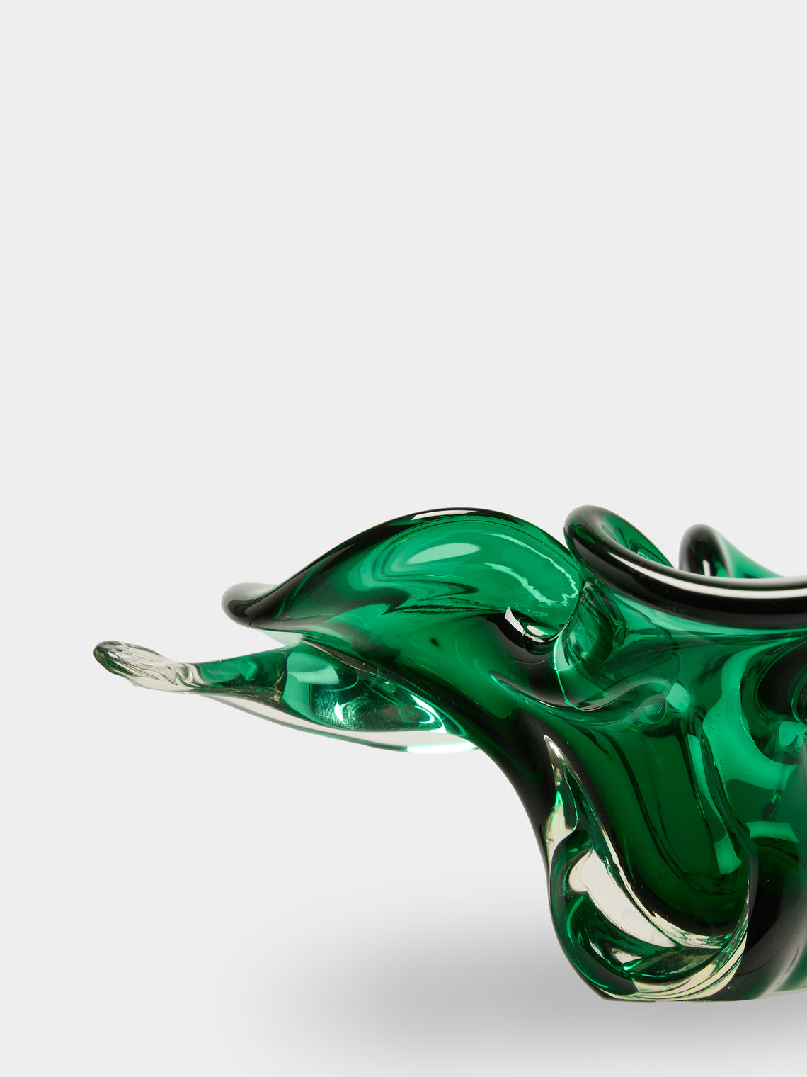 Antique and Vintage - Mid-Century Crystal Ashtray - Green - ABASK