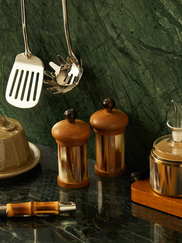 Lorenzi Milano - Zebu Horn and Iroko Salt and Pepper Mill (Set of 2) -  - ABASK