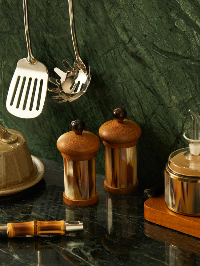 Lorenzi Milano - Zebu Horn and Iroko Salt and Pepper Mill (Set of 2) -  - ABASK