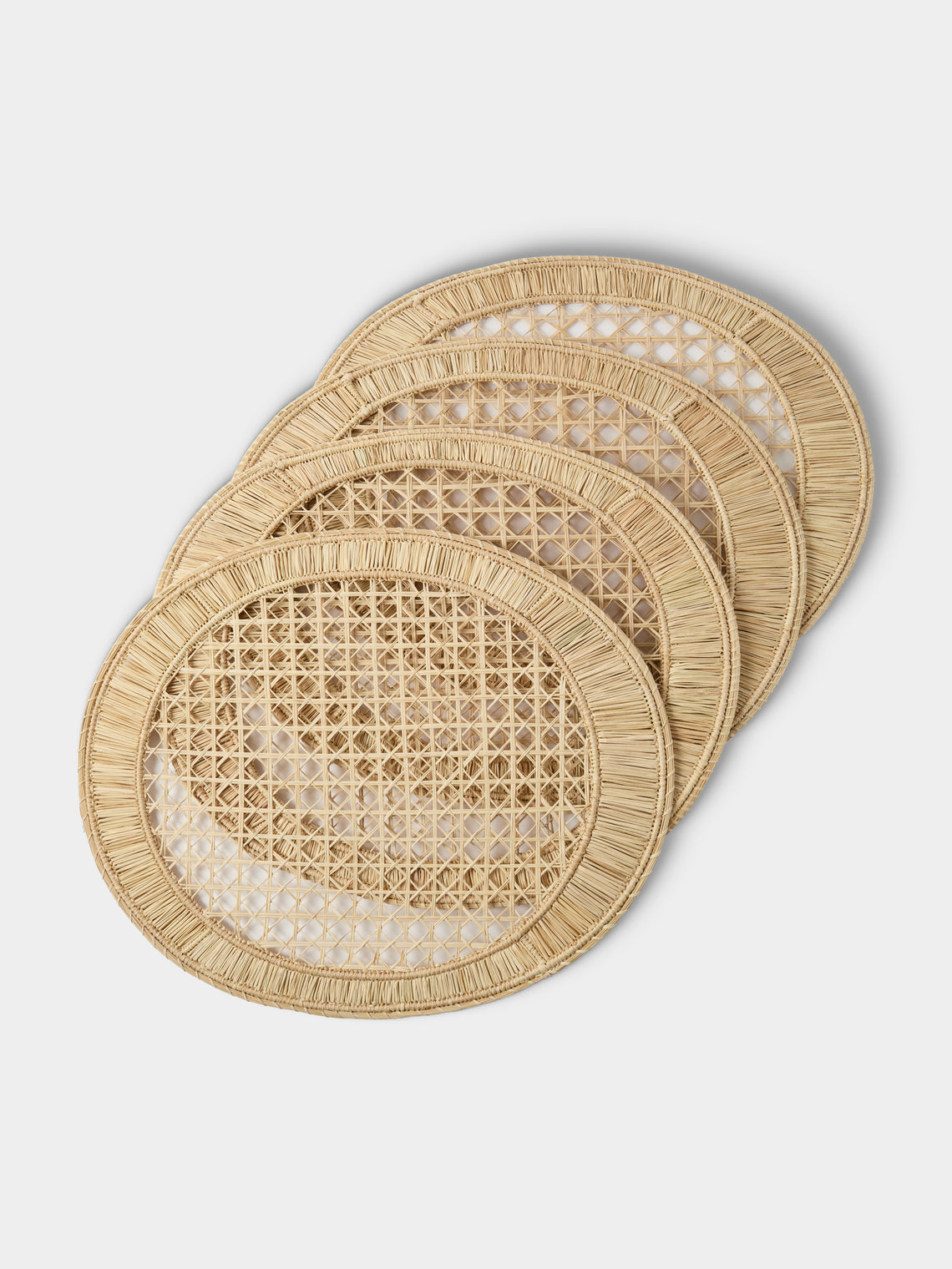 Artesanías del Atlántico - | Set of 4 | Mimbre Handwoven Palm Oval Placemats - Natural - ABASK