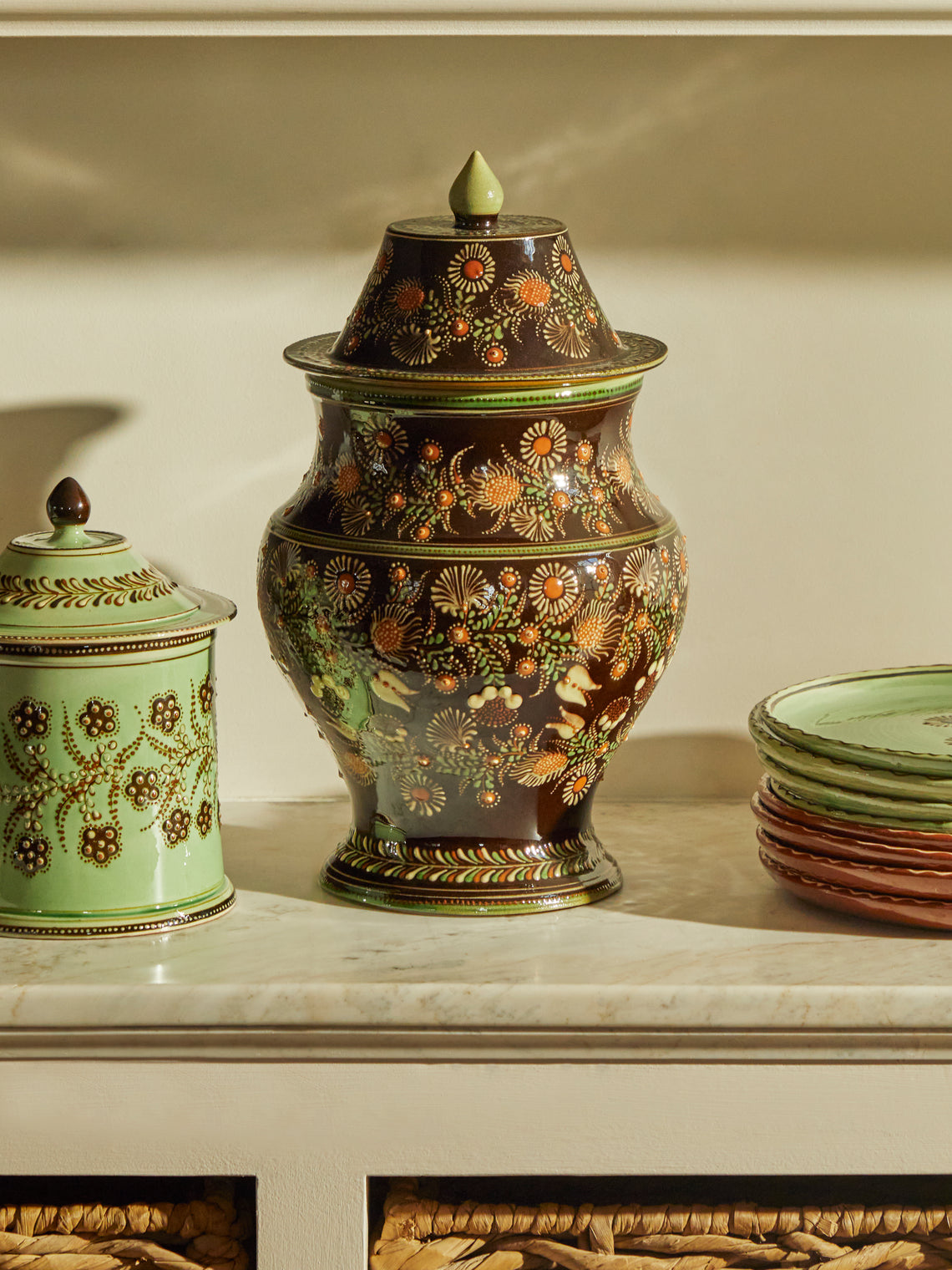 Poterie d’Évires - Flowers Hand-Painted Ceramic Extra Large Jar -  - ABASK
