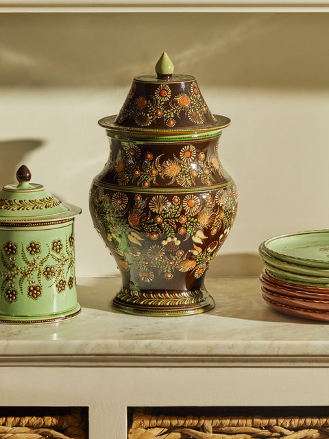 Poterie d’Évires - Flowers Hand-Painted Ceramic Extra Large Jar -  - ABASK