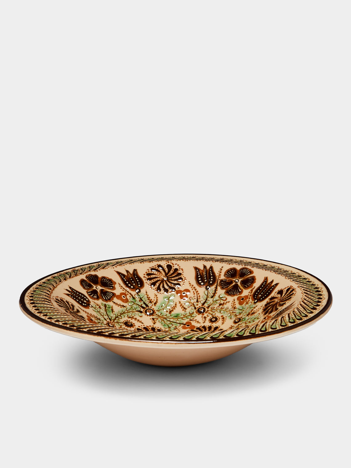 Poterie d’Évires - Flowers Hand-Painted Ceramic Large Serving Bowl -  - ABASK - 