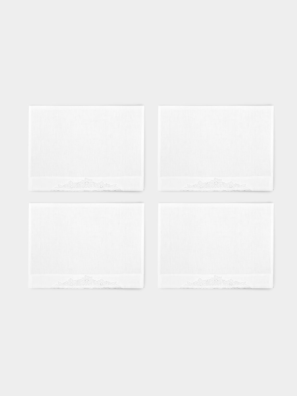 Los Encajeros - Flores Lace-Appliqué Cotton Guest Towels (Set of 4) -  - ABASK