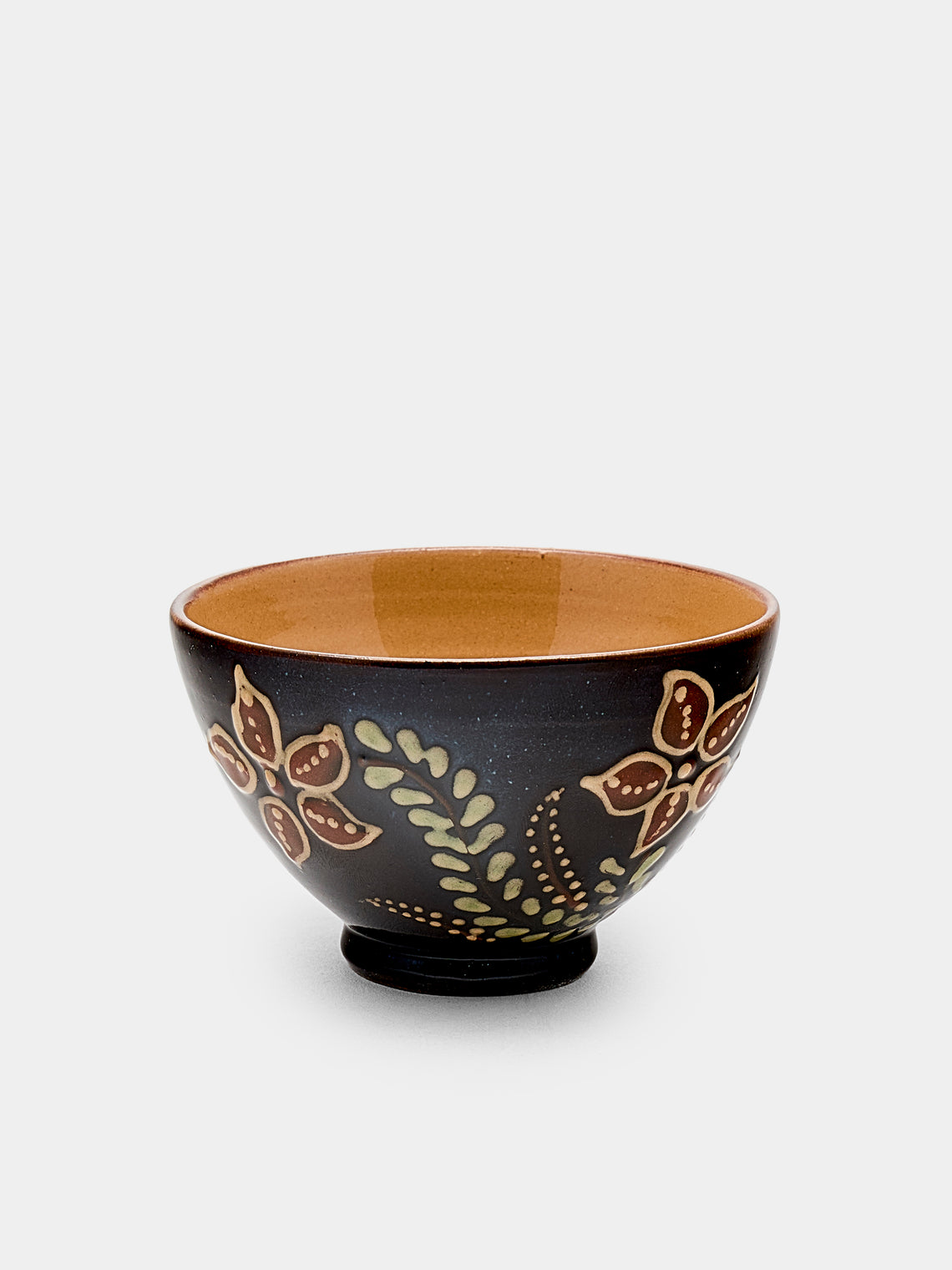 Poterie d’Évires - Flowers Hand-Painted Ceramic Petit Bowls (Set of 6) - Dark brown - ABASK