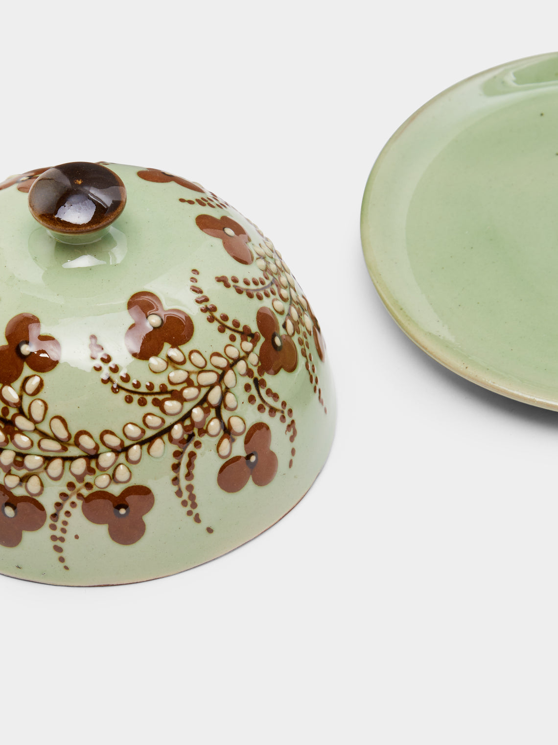 Poterie d’Évires - Flowers Hand-Painted Ceramic Small Butter Dish -  - ABASK