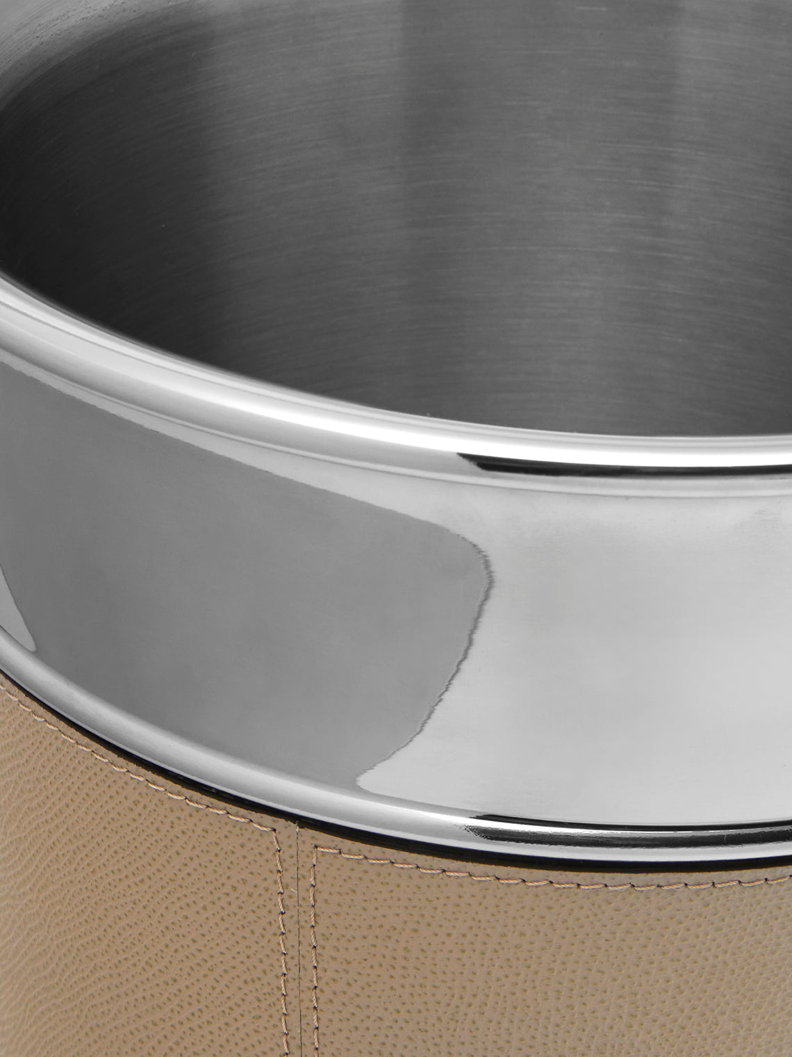 Giobagnara - Ocean Leather and Steel Ice Bucket - Beige - ABASK