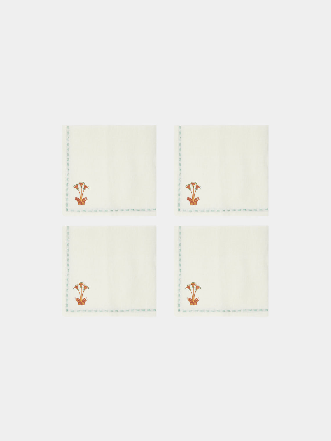 Malaika - Sacred Nile Hand-Embroidered Linen Napkins (Set of 4) -  - ABASK