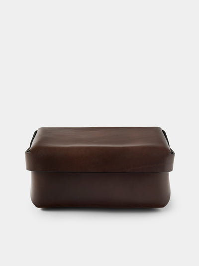 Oscar Maschera - Lidded Leather Box - Dark Brown - ABASK - 