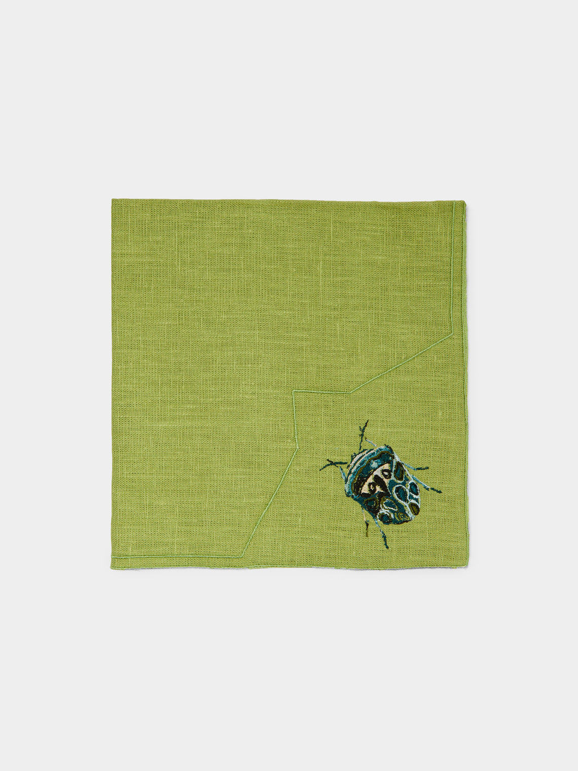 La Gallina Matta - Jungle Animals Embroidered Linen Napkins (Set of 6) -  - ABASK