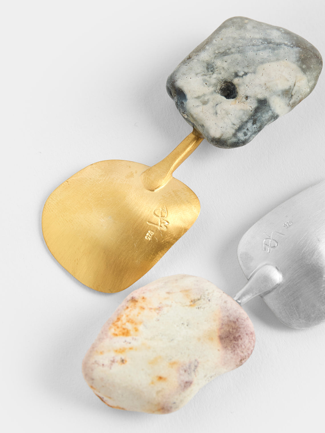 Thalia Maria Silver - Sterling Silver and Pebble Salt & Pepper Spoons (Set of 2) - Silver - ABASK