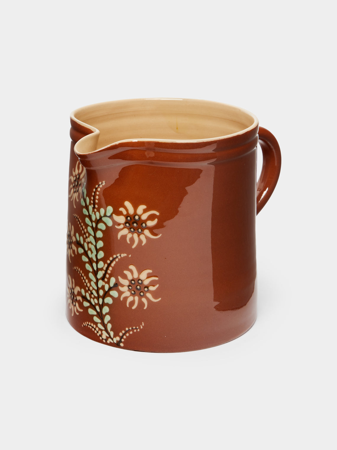 Poterie d’Évires - Flowers Hand-Painted Ceramic Straight-Edge Jug -  - ABASK - 