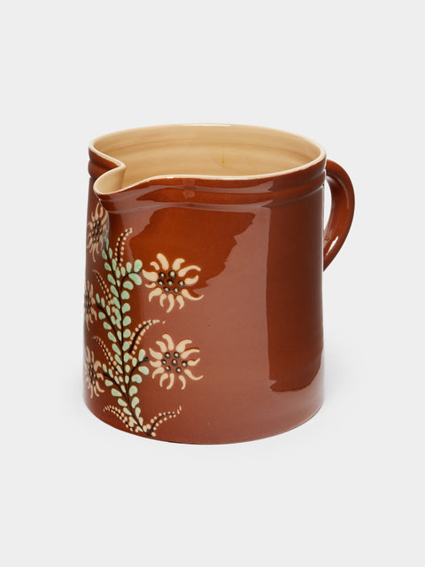 Poterie d’Évires - Flowers Hand-Painted Ceramic Straight-Edge Jug -  - ABASK - 