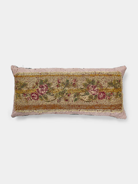 By Walid - 19th-Century Victorian Needlepoint Patchwork Wool and Cotton Cushion - Multiple - ABASK - 