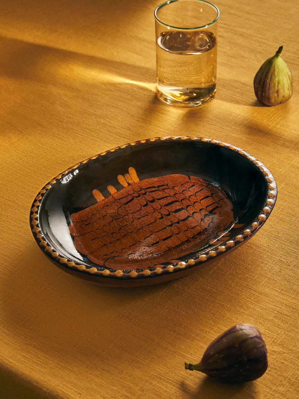 Aono Pottery - Slipware Oval Dish - Brown - ABASK