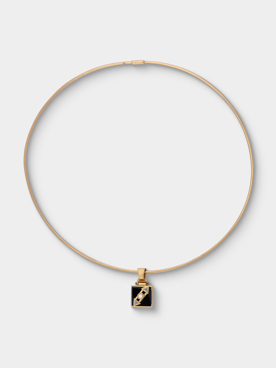 Mahnaz Collection - Vintage Giorgio Facchini 18-Karat Yellow Gold, Diamond and Enamel Necklace - Green - ABASK - 