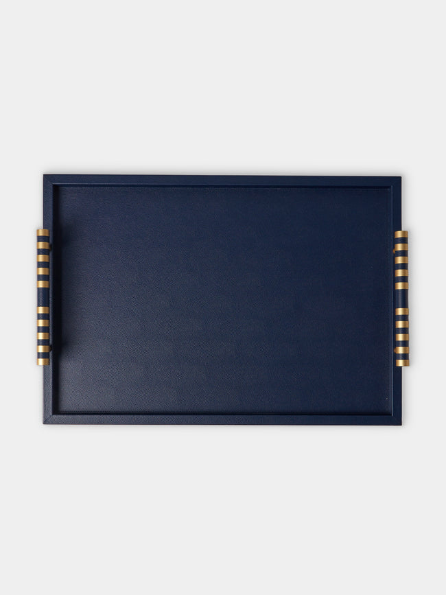 Pinetti - Saturno Leather Tray (22.5in/57.5cm) - Navy - ABASK - 