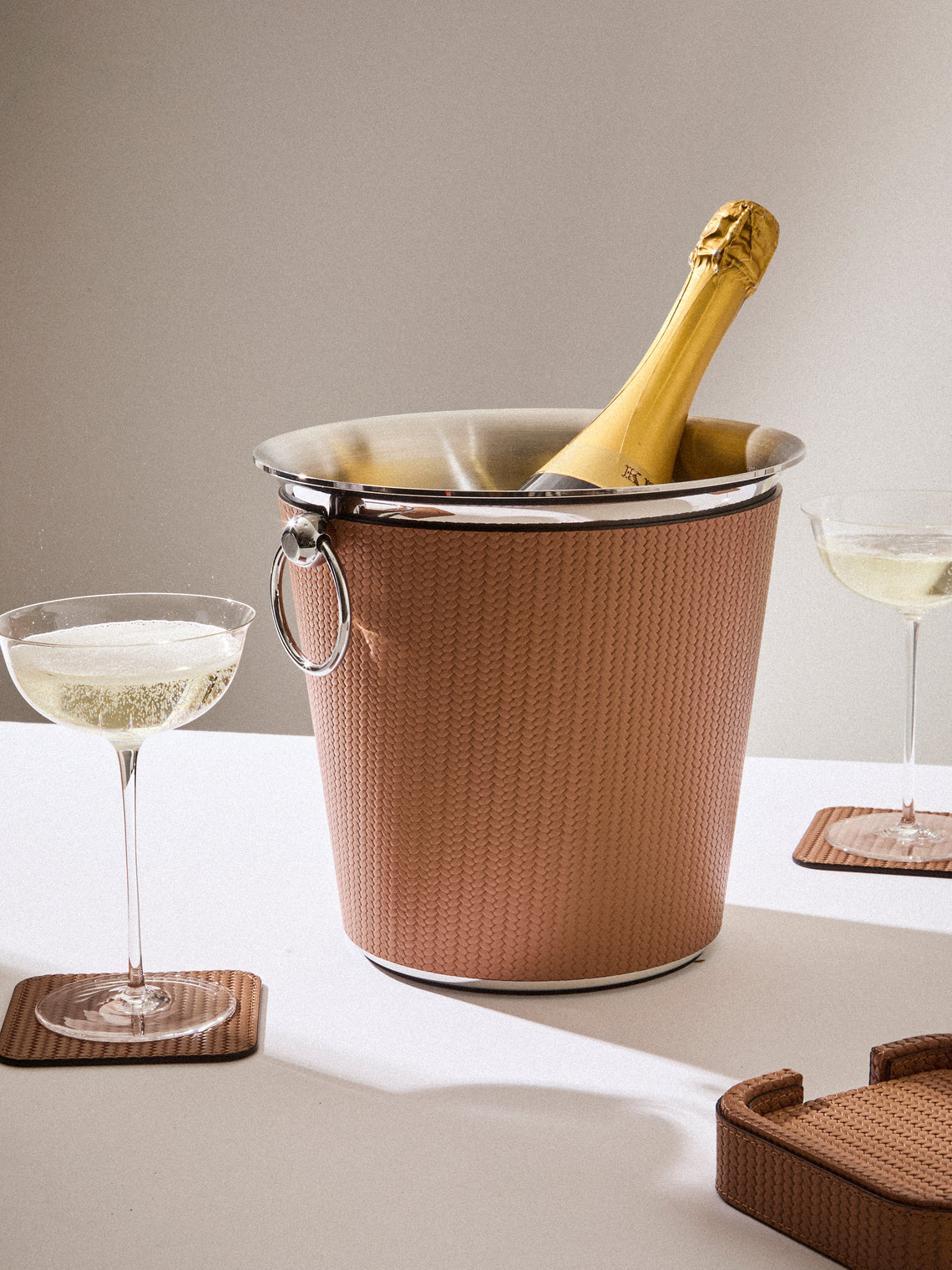 Pinetti - Leather Champagne Bucket - Camel - ABASK
