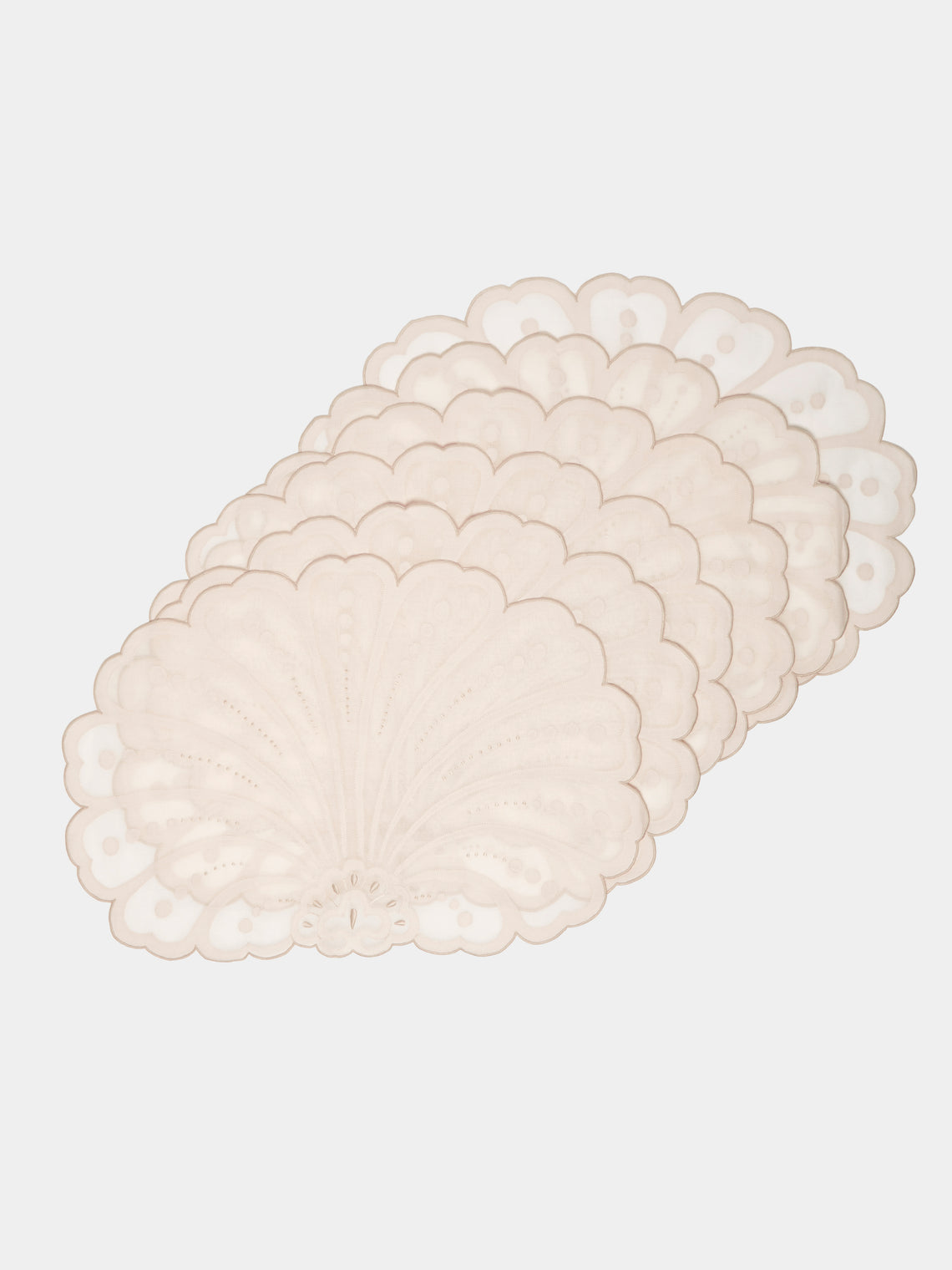 Taf Firenze - Conchiglie Hand-Embroidered Linen Placemats and Napkins (Set of 6) -  - ABASK