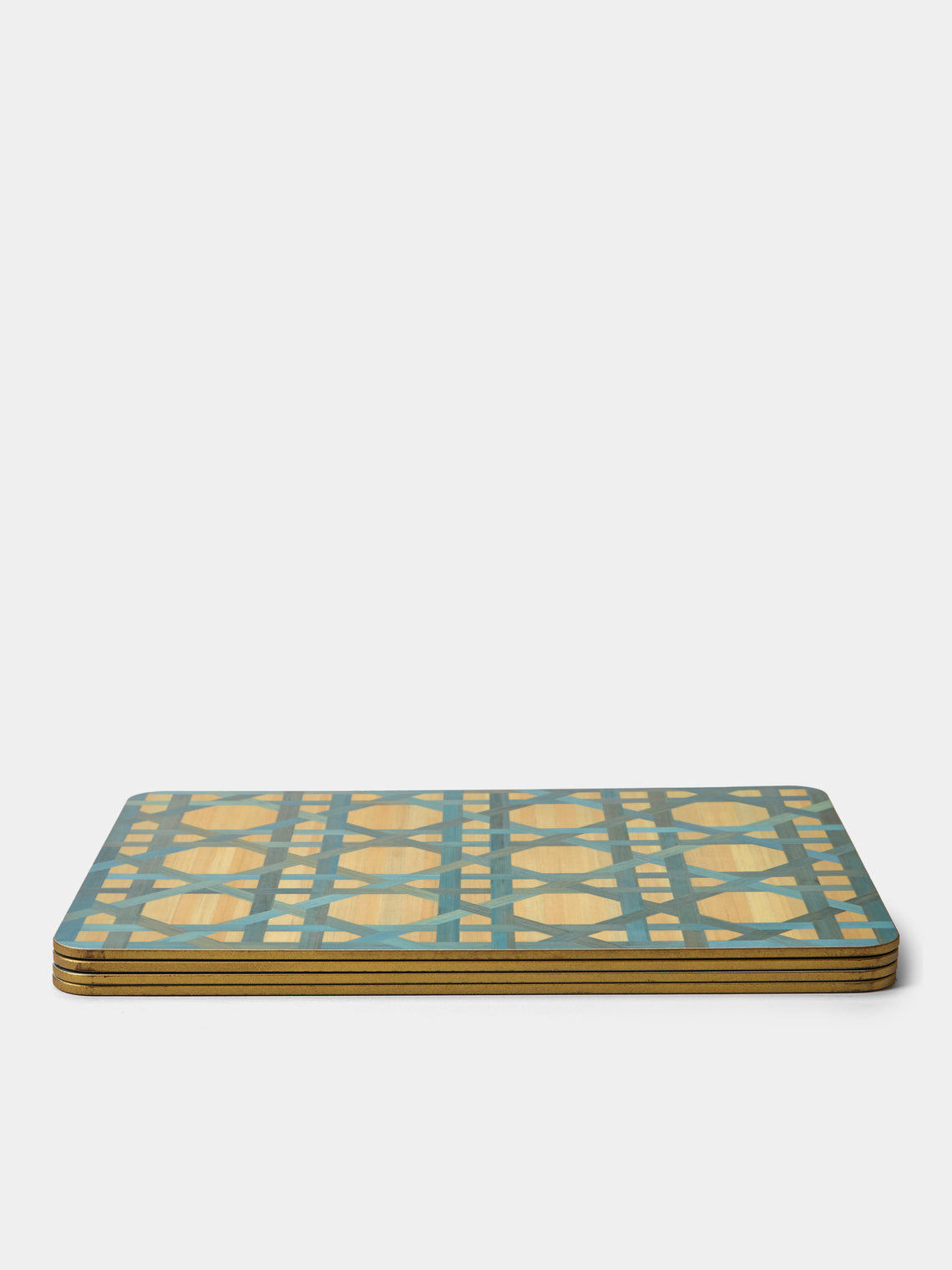 HestiaLiving - Epoch Wood Placemats (Set of 4) - Blue - ABASK