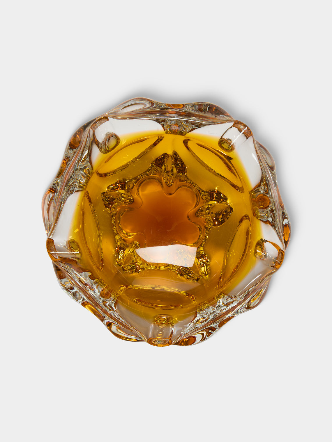 Antique and Vintage - Mid-Century Crystal Ashtray - Orange - ABASK