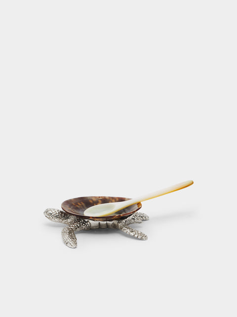 Objet Luxe - Silver-Plated and Shell Salt Dish with Mother-of-Pearl Spoon -  - ABASK - 