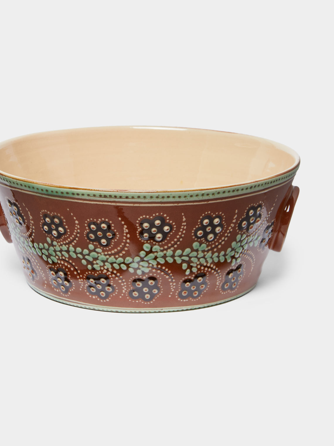 Poterie d’Évires - Flowers Hand-Painted Ceramic Handled Serving Bowl -  - ABASK